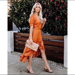 Vici Rust Wrap Hi-Lo Dress